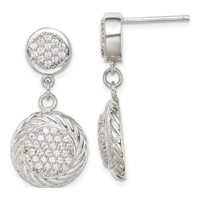 Sterling Silver CZ Circle Dangle Earrings