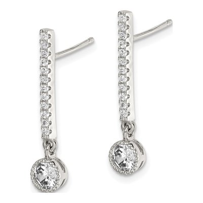 Sterling Silver CZ Bar Dangle Earrings – view 3