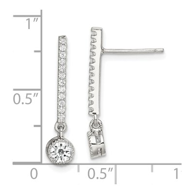 Sterling Silver CZ Bar Dangle Earrings – view 5