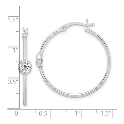 Sterling Silver 29mm CZ Hoop Earrings – view 5