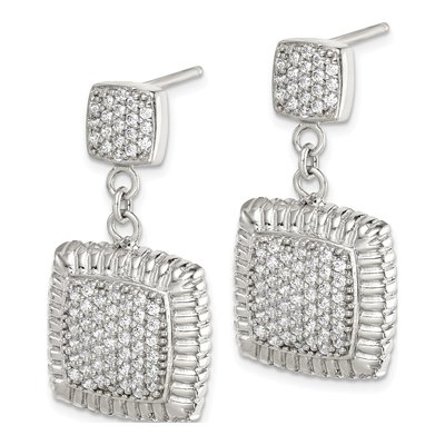 Sterling Silver CZ Square Dangle Earrings – view 3