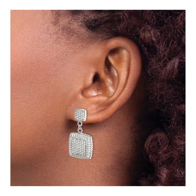 Sterling Silver CZ Square Dangle Earrings – view 4