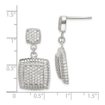 Sterling Silver CZ Square Dangle Earrings – view 5