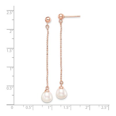 Rose Gold-Plated Sterling Silver Freshwater Cultured Pearl Rice Dangle Earrings – view 5