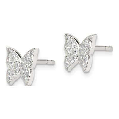 Sterling Silver CZ Butterfly Stud Earrings – view 3