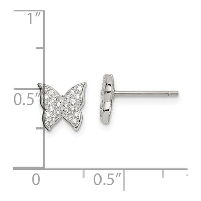 Sterling Silver CZ Butterfly Stud Earrings – view 5