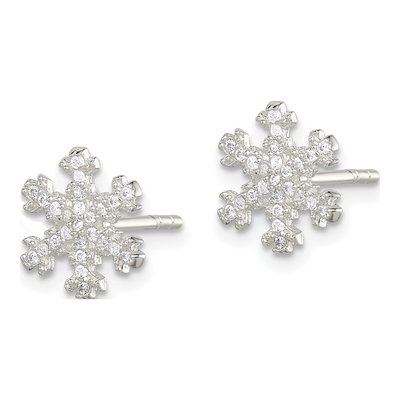 Sterling Silver CZ Snowflake Stud Earrings – view 3