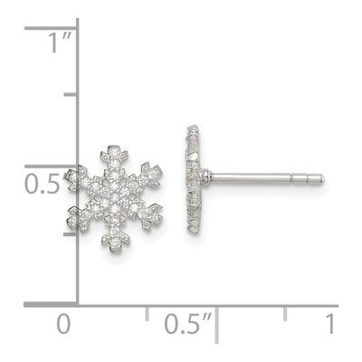 Sterling Silver CZ Snowflake Stud Earrings – view 5