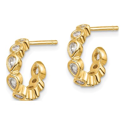 Gold-Plated Sterling Silver 14mm CZ Hoop Earrings – view 3