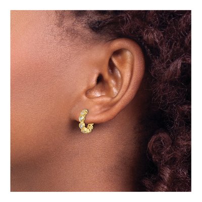 Gold-Plated Sterling Silver 14mm CZ Hoop Earrings – view 4