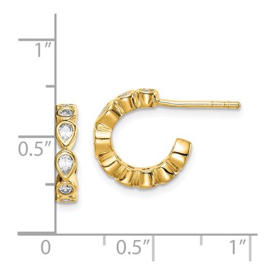 Gold-Plated Sterling Silver 14mm CZ Hoop Earrings – view 5