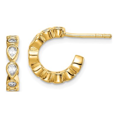 Gold-Plated Sterling Silver 14mm CZ Hoop Earrings