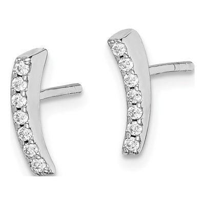 Sterling Silver Round CZ Curved Wedge Stud Earrings – view 3