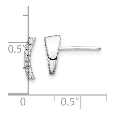 Sterling Silver Round CZ Curved Wedge Stud Earrings – view 5