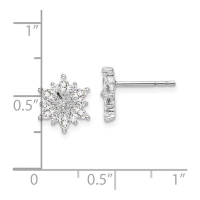 Sterling Silver Round CZ Snowflake Stud Earrings – view 5