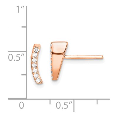 Rose Gold-Plated Sterling Silver Round CZ Curved Wedge Stud Earrings – view 5