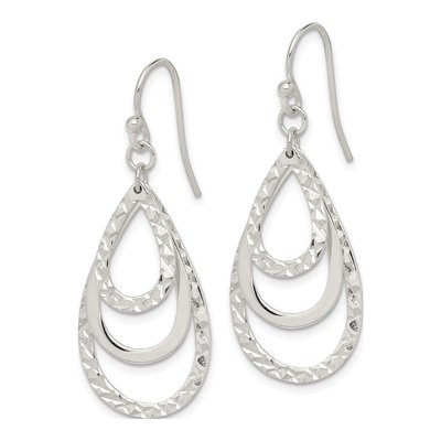 Sterling Silver Triple Teardrop Dangle Earrings – view 3