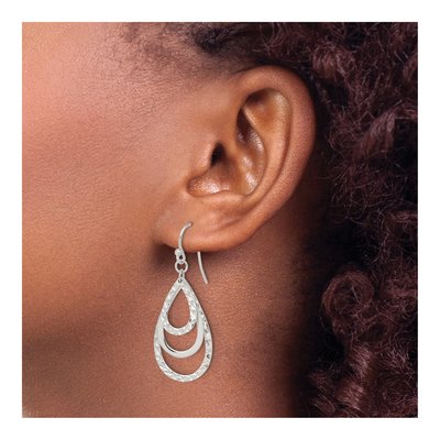 Sterling Silver Triple Teardrop Dangle Earrings – view 4