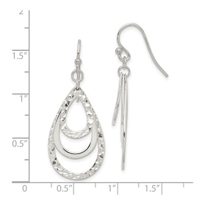 Sterling Silver Triple Teardrop Dangle Earrings – view 5