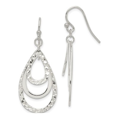 Sterling Silver Triple Teardrop Dangle Earrings