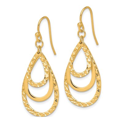 Gold-Plated Sterling Silver Triple Teardrop Dangle Earrings – view 2