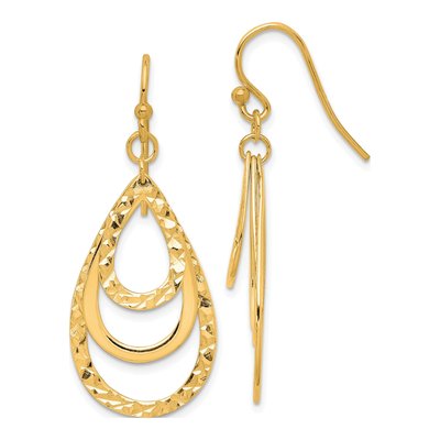 Gold-Plated Sterling Silver Triple Teardrop Dangle Earrings