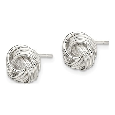 Sterling Silver Love Knot Button Stud Earrings – view 3