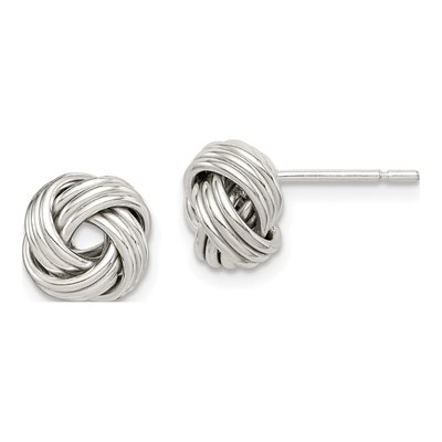Sterling Silver Love Knot Button Stud Earrings
