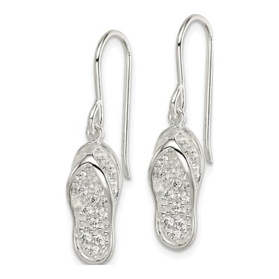 Sterling Silver CZ Flip-Flop Dangle Earrings – view 3