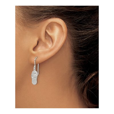 Sterling Silver CZ Flip-Flop Dangle Earrings – view 4