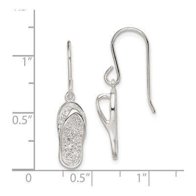 Sterling Silver CZ Flip-Flop Dangle Earrings – view 5