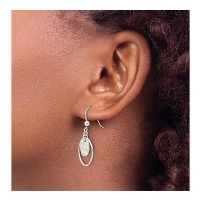 Sterling Silver Hammered Oval Dangle Earrings – view 4