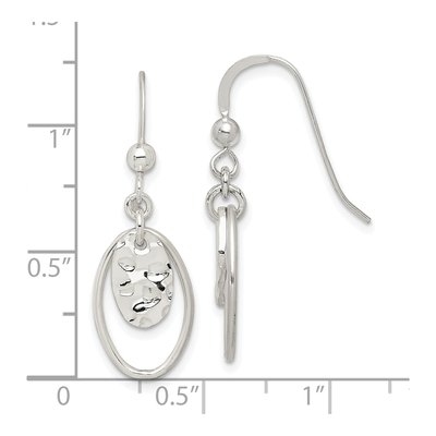 Sterling Silver Hammered Oval Dangle Earrings – view 5