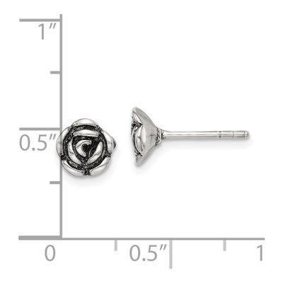 Sterling Silver Oxidized Flower Stud Earrings – view 5