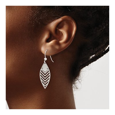 Sterling Silver Leaf Dangle Earrings – view 4