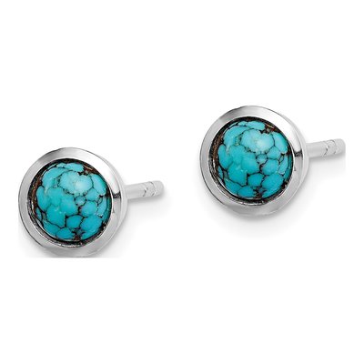 Sterling Silver 5mm Turquoise Round Stud Earrings – view 3