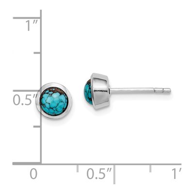 Sterling Silver 5mm Turquoise Round Stud Earrings – view 5
