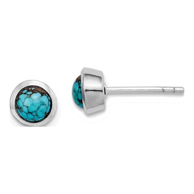 Sterling Silver 5mm Turquoise Round Stud Earrings