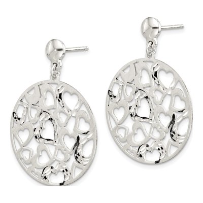 Sterling Silver Heart Dangle Earrings – view 3