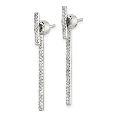 Sterling Silver CZ Bar Front & Back Earrings – view 3
