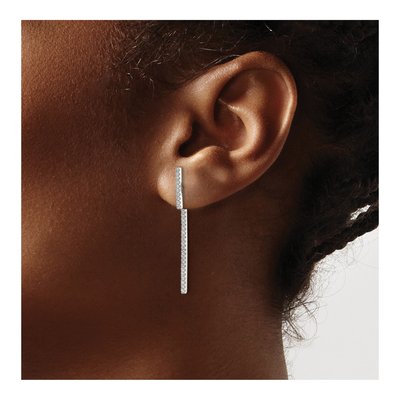 Sterling Silver CZ Bar Front & Back Earrings – view 4