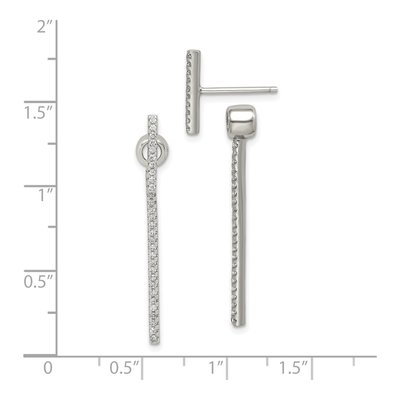 Sterling Silver CZ Bar Front & Back Earrings – view 5
