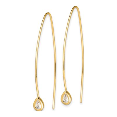 Gold-Plated Sterling Silver CZ Threader Earrings – view 3