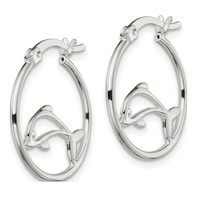 Sterling Silver 22mm Dolphin Hoop Earrings – view 3