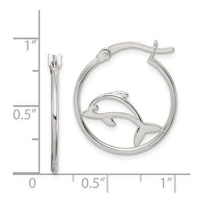 Sterling Silver 22mm Dolphin Hoop Earrings – view 5