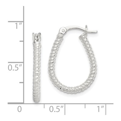 Sterling Silver 20mm Twisted Teardrop Hoop Earrings – view 5