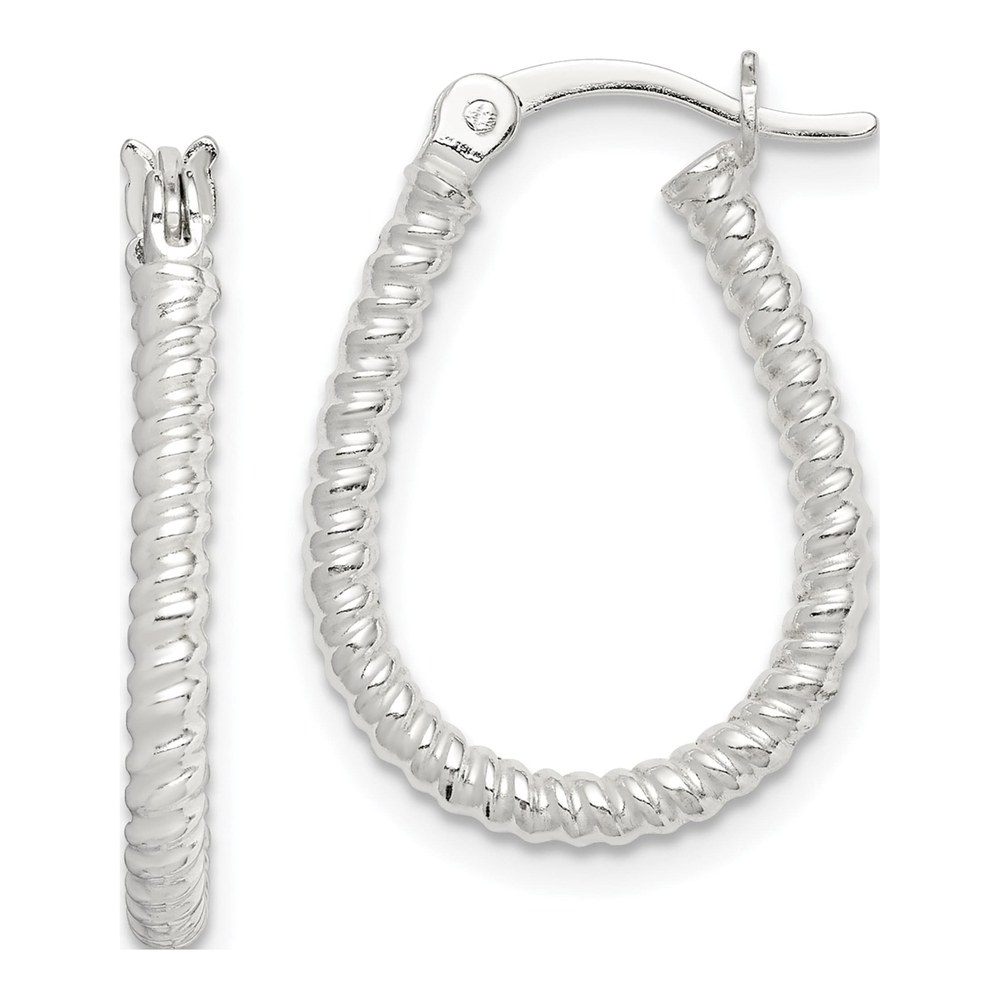 Sterling Silver 20mm Twisted Teardrop Hoop Earrings