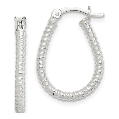 Sterling Silver 20mm Twisted Teardrop Hoop Earrings