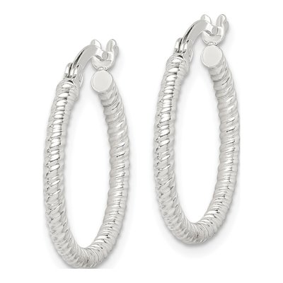 Sterling Silver 20mm Twisted Round Hoop Earrings – view 3