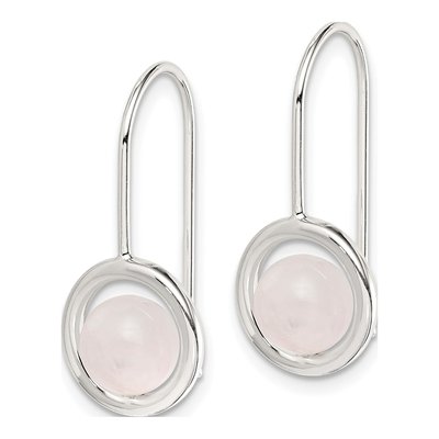 Sterling Silver Pink Chalcedony Circle Dangle Earrings – view 3